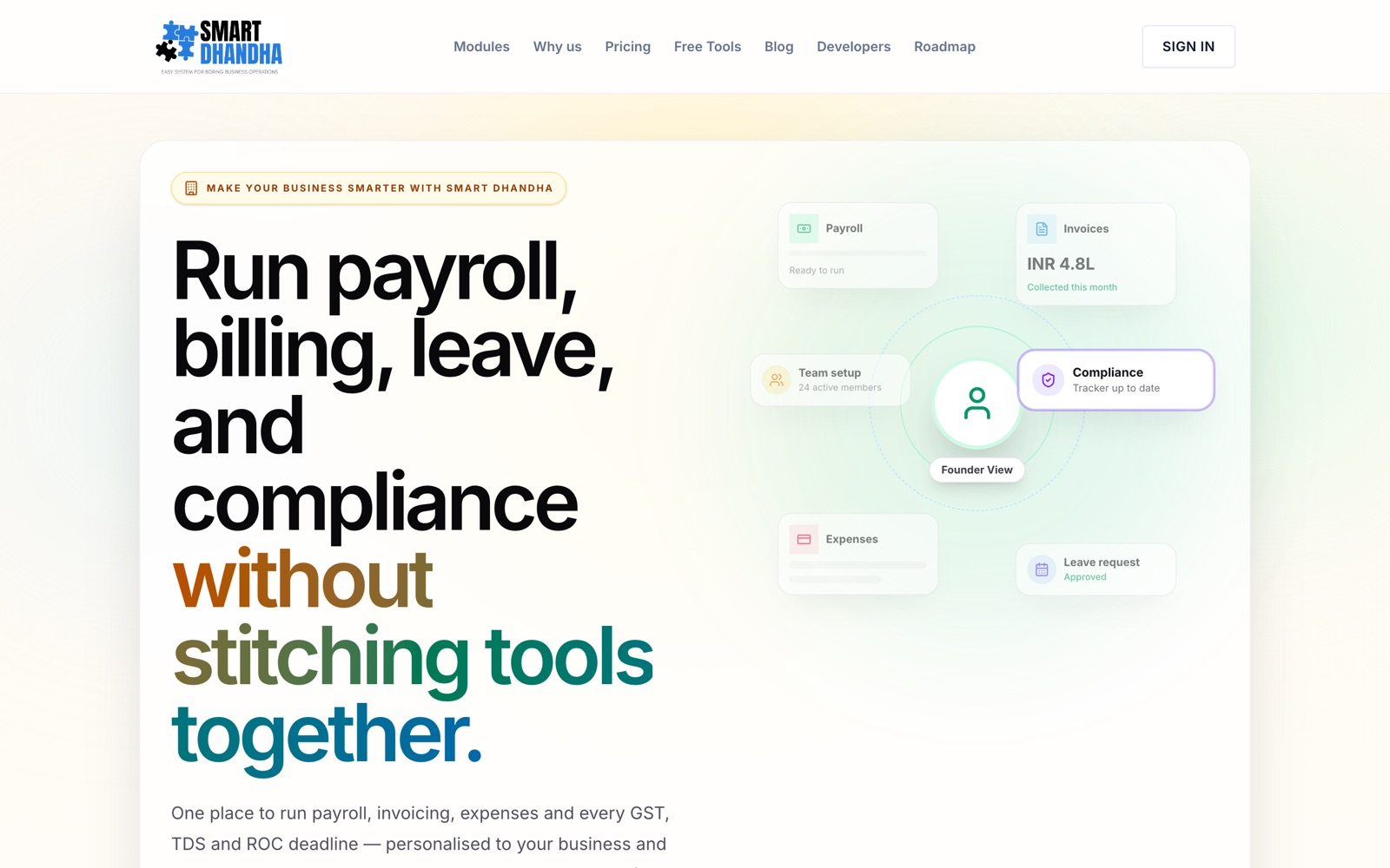 Smart Dhandha website homepage